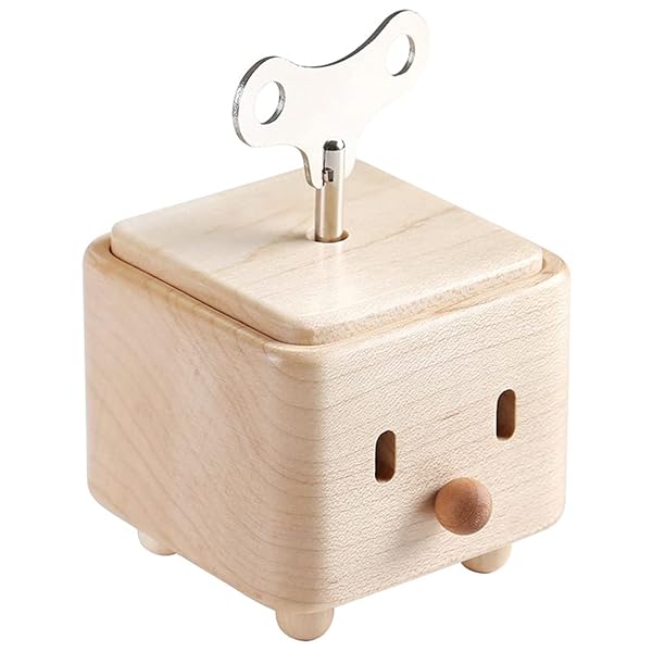 SOFTALK Wooden Music Box - 18-Note Wind-Up Gift for Christmas, Birthdays & Valentine's Day - Square Shape, Bird's Poem Tune