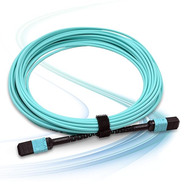 SPEEDWOLF 10M 12 Fibers Type B OM3 MPO Patch Cord Cable Female to Female for 10G QSFP+ 100G QSFP28 Transceivers Aqua - Image 4