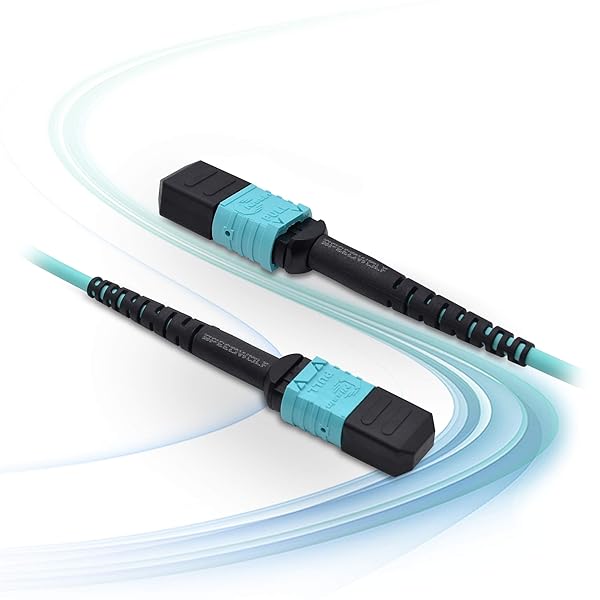 SPEEDWOLF 10M 12 Fibers Type B OM3 MPO Patch Cord Cable Female to Female for 10G QSFP+ 100G QSFP28 Transceivers Aqua - Image 6