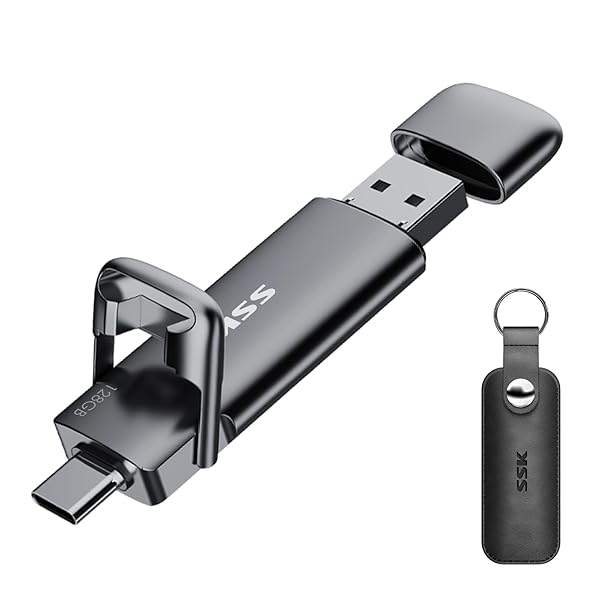 SSK 128GB Dual USB C Flash Drive: 2-in-1 Type C & USB A 3.2 Gen2 for iPhone 15, Android, Laptop - 550MB/s Speed - Image 2