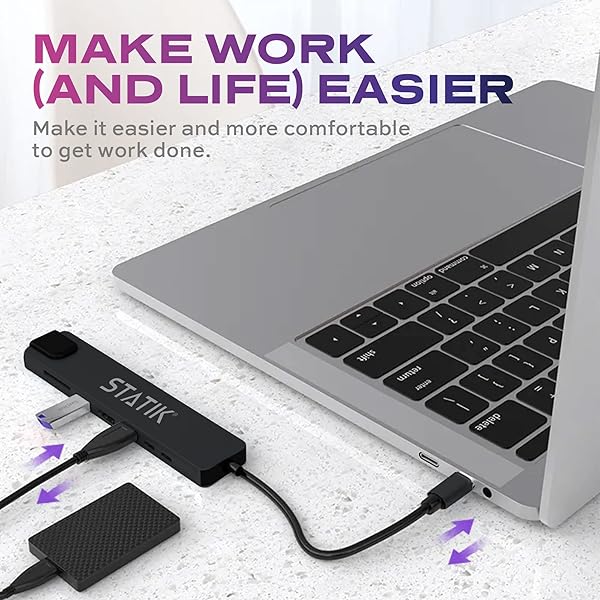 STATIK UltraHub 8-in-1 USB C Hub: Multiport Adapter with 4K HDMI, Ethernet, SD/TF Reader & More - Image 7