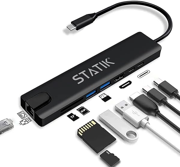 STATIK UltraHub 8-in-1 USB C Hub: Multiport Adapter with 4K HDMI, Ethernet, SD/TF Reader & More - Image 3