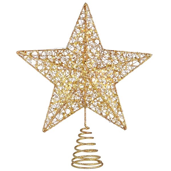 STOBOK Golden Christmas Tree Star Topper - 25x30cm Xmas Decoration for Festive Cheer