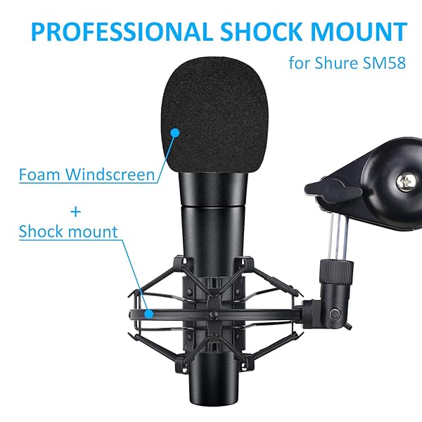 Buy SUNMON SM58 Microphone Shock Mount with Foam Windscreen & Pop Filter - Vibration & Noise Absorption for SM58-LC & SM58-CN - Image 4