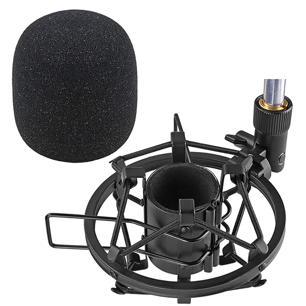 Buy SUNMON SM58S Microphone Shock Mount with Foam Windscreen - Vibration & Noise Absorption for SM58 Dynamic Mic - Image 3