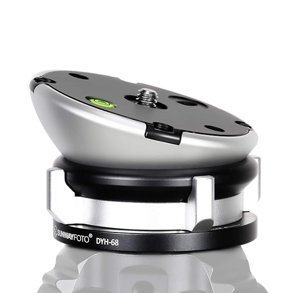 Sunwayfoto DYH-68 Leveling Base Tripod Head: 22 lbs Load Capacity for Stable Photography