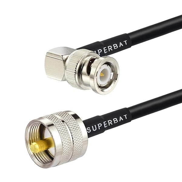 Superbat 10ft PL259 to BNC Cable UHF Male Right Angle RG58 Coax for CB Radio Ham Scanner Antenna SWR Meter Dummy Load