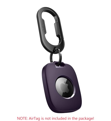 Buy SURITCH Dark Purple AirTag Holder - Shockproof TPU Case with Carabiner for Kids, Pets, Keys & Luggage - Image 4