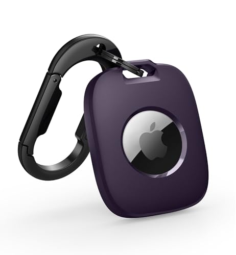 SURITCH Buy SURITCH Dark Purple AirTag Holder - Shockproof TPU Case with Carabiner for Kids, Pets, Keys & Luggage