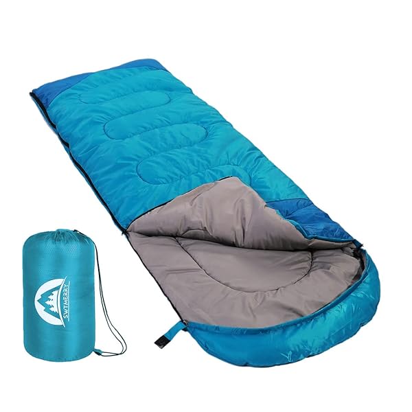 SWTMERRY SWTMERRY 3-Season Sleeping Bag: Lightweight, Waterproof for Camping & Hiking - Ideal for Summer, Spring, Fall (Sky Blue)