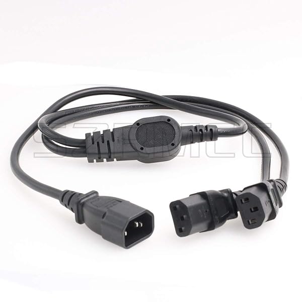 SZRMCC PDU IEC 320 C14 Male to 2 x C13 Female Y Splitter Power Adapter Cable 10A 250V 3.3ft Extension Cable for UPS PSU