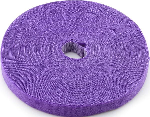 SAISN Saisn Reusable Fastening Tape Cable Ties 3/4 Inch Double Sided Hook Roll 25 Yard Purple for Organizing Cables and Wires