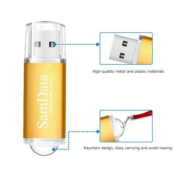 SamData 2 Pack 64GB USB Flash Drives - USB 2.0 Thumb Drives in Black & Gold for Fast Data Storage - Image 6