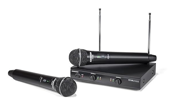 SamsOn Stage 200 Dual Channel Wireless System with Two Q6 Dynamic Microphones Black - Image 3