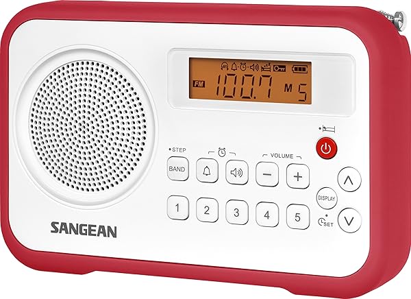 Buy Sangean PR-D18RD Portable AM/FM Digital Radio - White/Red with Protective Bumper