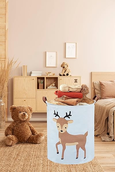 Sanjiaofen Kids Laundry Basket Deer Collapsible Hamper for Baby Room Decor Nursery Toy Organizer - Image 3
