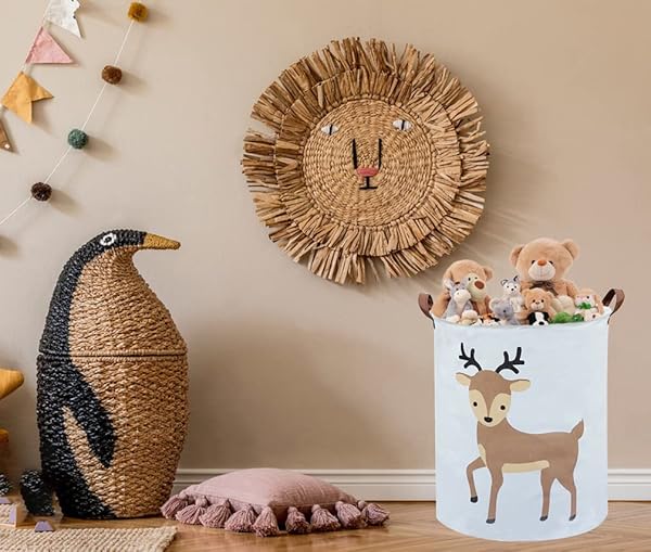 Sanjiaofen Kids Laundry Basket Deer Collapsible Hamper for Baby Room Decor Nursery Toy Organizer - Image 5