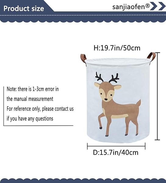 Sanjiaofen Kids Laundry Basket Deer Collapsible Hamper for Baby Room Decor Nursery Toy Organizer - Image 6
