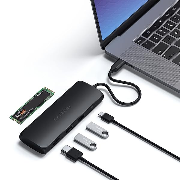 Buy Satechi USB C Hub: 4K HDMI, 100W PD Charging, M.2 SSD Support for MacBook Pro/Air, Dell, HP, Surface - Black - Image 3