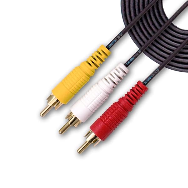 SatelliteSale 30 Feet Male to Male RCA Audio Video AV Composite Cable Universal PVC Black Cord