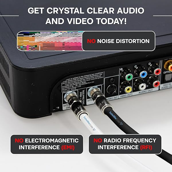 Buy 200ft SatelliteSale 75Ohm RG-6/U Coaxial Cable with F-Type Connector - Indoor/Outdoor Universal Black Wire - Image 7