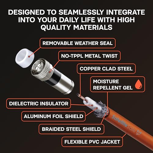 SatelliteSale 10ft RG6 Coaxial Cable - 1800 MHz Underground Burial Flooded Wire, Orange Polyethylene - Image 5