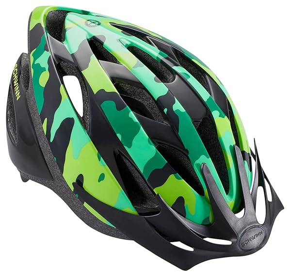 Schwinn Thrasher Kids Bike Helmet - Lightweight, CPSC Certified, Green Camo, Fits Ages 5-8 (50-54cm)