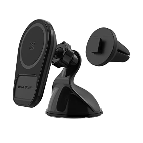 Scosche MQ5WDV-1 MagicMount Pro Charge5 Window Dash Vent 15W Magnetic, Qi-Certified, Wireless Charging Phone Mount, Cell Phone Holder for Car