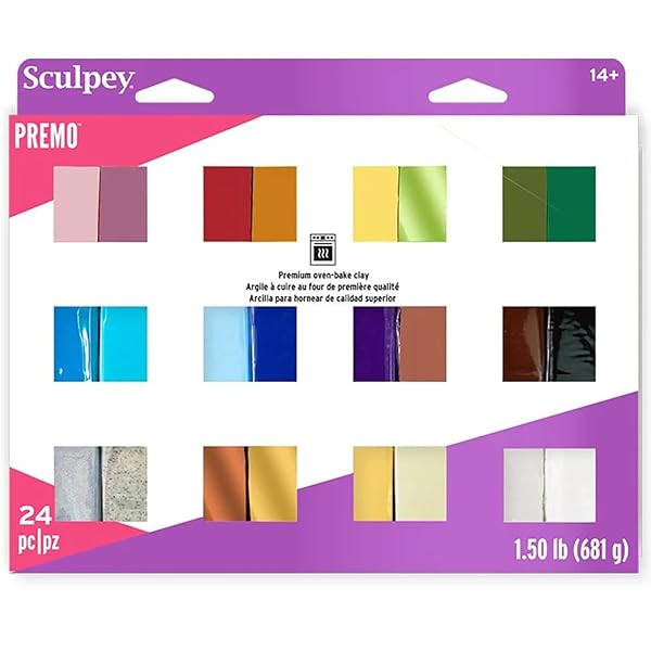24-Color Sculpey Premo Polymer Clay Sampler - Non-Toxic, Oven-Bake, Perfect for Jewelry & DIY Projects - Image 2