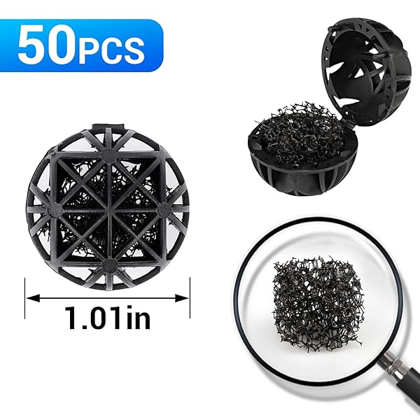 Segarty Aquarium Bio Balls, 1 inch Koi Pond Filter Media Bio Ball with Sponge for Aquarium Filter Canister Filter Biological Filtration for - Image 2
