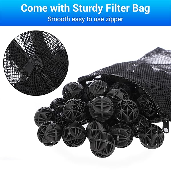Segarty Aquarium Bio Balls, 1 inch Koi Pond Filter Media Bio Ball with Sponge for Aquarium Filter Canister Filter Biological Filtration for - Image 3