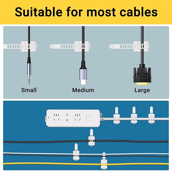Segarty Cable Clips White, 100 PCS Small Self Adhesive Wire Ties Holder Adjustable Cords Organizer Clamps Ideal Cord Management for Hanging Tidying - Image 5
