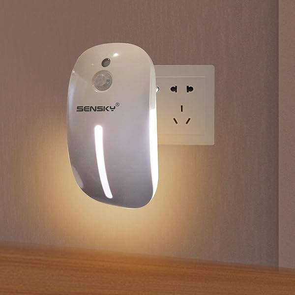 Sensky Motion Sensor Night Light Eye Friendly Design for Bathroom Hallway Warm White Low Light and Bright Back Light