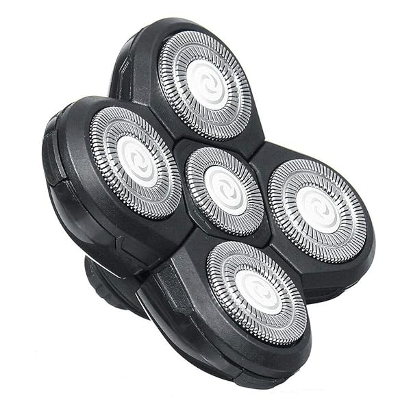 5-Head Electric Razor Blade Replacement - Easy Install Shaver Heads for Beard & Face (Black) - Image 2