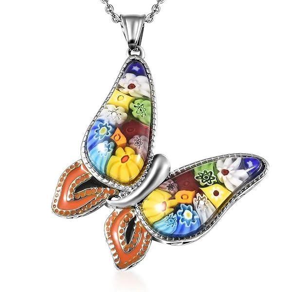 Shop LC Dainty Butterfly Necklace: Colorful Murano Glass Jewelry for Women - Perfect Friendship & Christmas Gifts! - Image 2