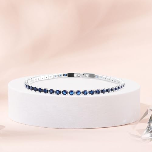 Shop LC Blue Cubic Zirconia Tennis Bracelet - Stackable Wedding Jewelry & Perfect Christmas Gifts for Women - Image 3