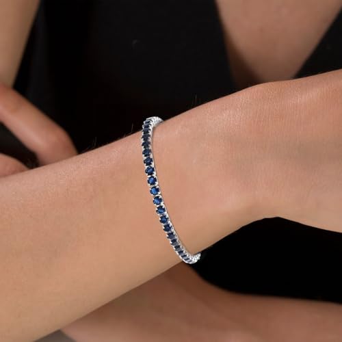 Shop LC Blue Cubic Zirconia Tennis Bracelet - Stackable Wedding Jewelry & Perfect Christmas Gifts for Women - Image 4