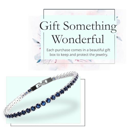 Shop LC Blue Cubic Zirconia Tennis Bracelet - Stackable Wedding Jewelry & Perfect Christmas Gifts for Women - Image 7