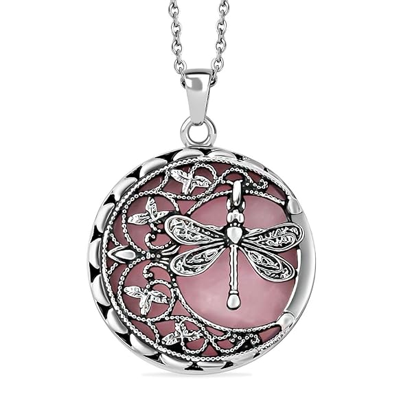 "Shop LC Dragonfly Necklace: Rose Quartz Pendant Jewelry for Women - Perfect Christmas Gift - 20" Length"