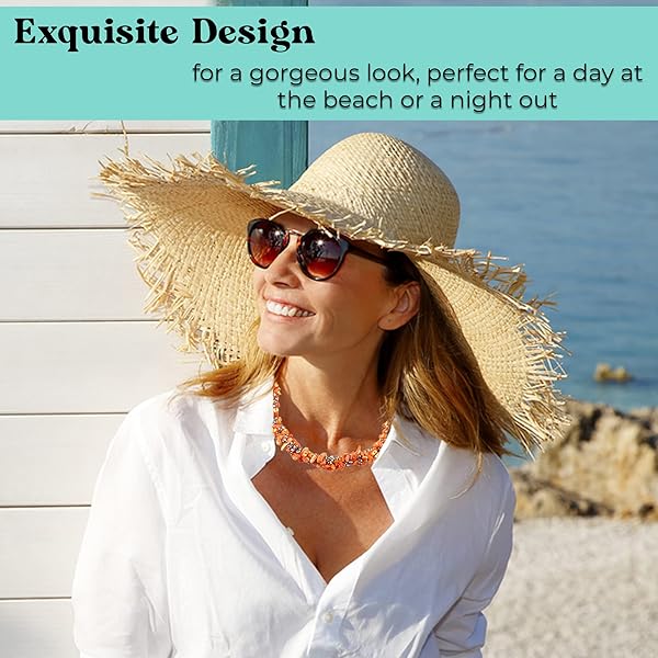 Shop LC Orange Shell Beaded Necklace for Women Beach Jewelry Summer Gifts 20-23 Inches Perfect for Birthdays - Image 3