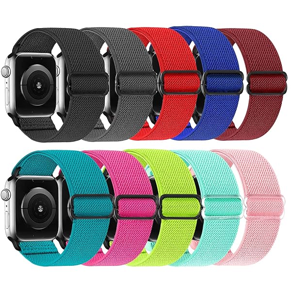 ShuYo ShuYo Adjustable Soft Solo Loop Bands for Apple Watch 38mm-45mm | Woven Elastic Sport Bands for iWatch Series SE/8/7/6/5/4/3/2/1