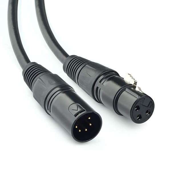 SiYear 3 Pin XLR Female to 5 Pin XLR Male Audio Cable - 12inch, 2Pack for Microphone & DMX Stage Light - Image 3