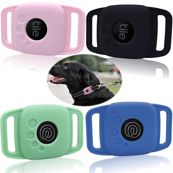 Silicone Case for Tile Mate 2022/2024 - Protective Cover for Dog Collar & Cat Necklace - 4 Pack in Black, Green, Pink, Blue - Image 2