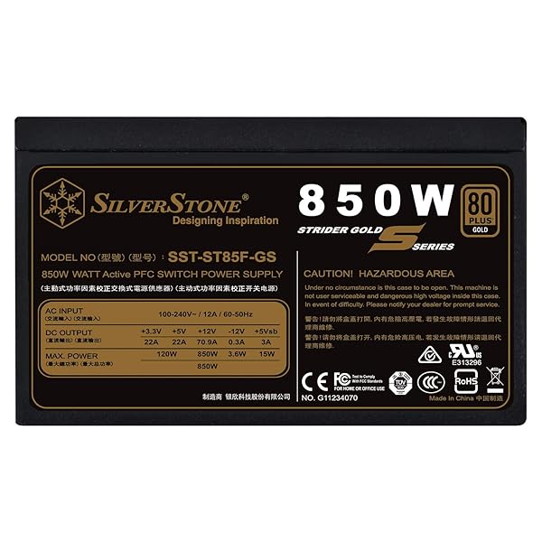 SilverStone 850W Fully Modular PSU - 80 Plus Gold, 140mm Design | SST-ST85F-GS-V2 Power Supply