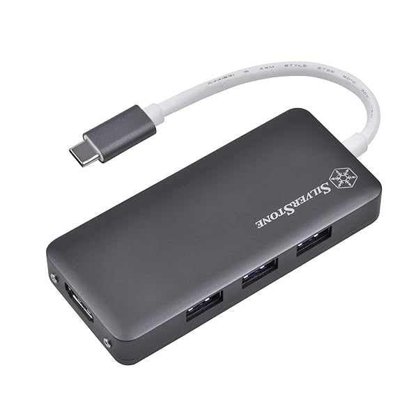 SilverStone Technology USB 3.1 Type C Hub with HDMI and 3 USB 3.1 Type A Ports for Fast Data Transfer and Connectivity