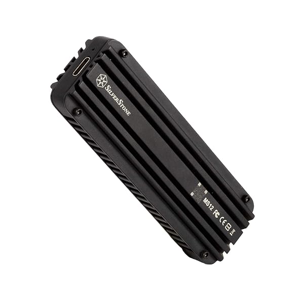 Silverstone MS12: 20Gbps USB 3.2 Gen 2x2 Type-C NVMe M.2 SSD Enclosure - Aluminum, Black - Image 2
