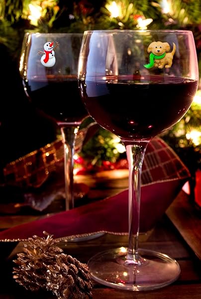 Simply Charmed Wine Charms and Magnetic Glass Markers Set of 6 Fun Winter Designs Snowman Snowflake Puppy Dog - Image 7