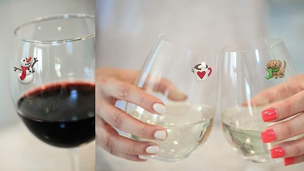 Simply Charmed Wine Charms and Magnetic Glass Markers Set of 6 Fun Winter Designs Snowman Snowflake Puppy Dog - Image 8