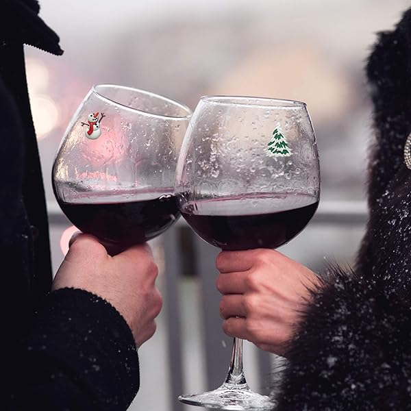 Simply Charmed Wine Charms and Magnetic Glass Markers Set of 6 Fun Winter Designs Snowman Snowflake Puppy Dog - Image 9