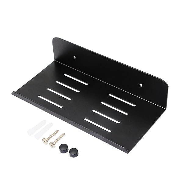 "SinLoon 7.8" Satin Aluminum Wall Shelf for Small Speakers, Tablets & Toiletries - Stylish Bathroom Storage Solution"